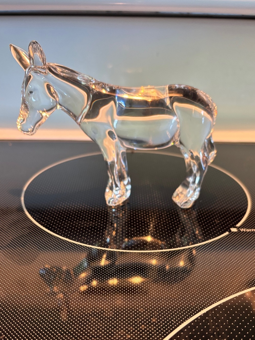 Baccarat Clear Glass Donkey Figurine 5” x 4”